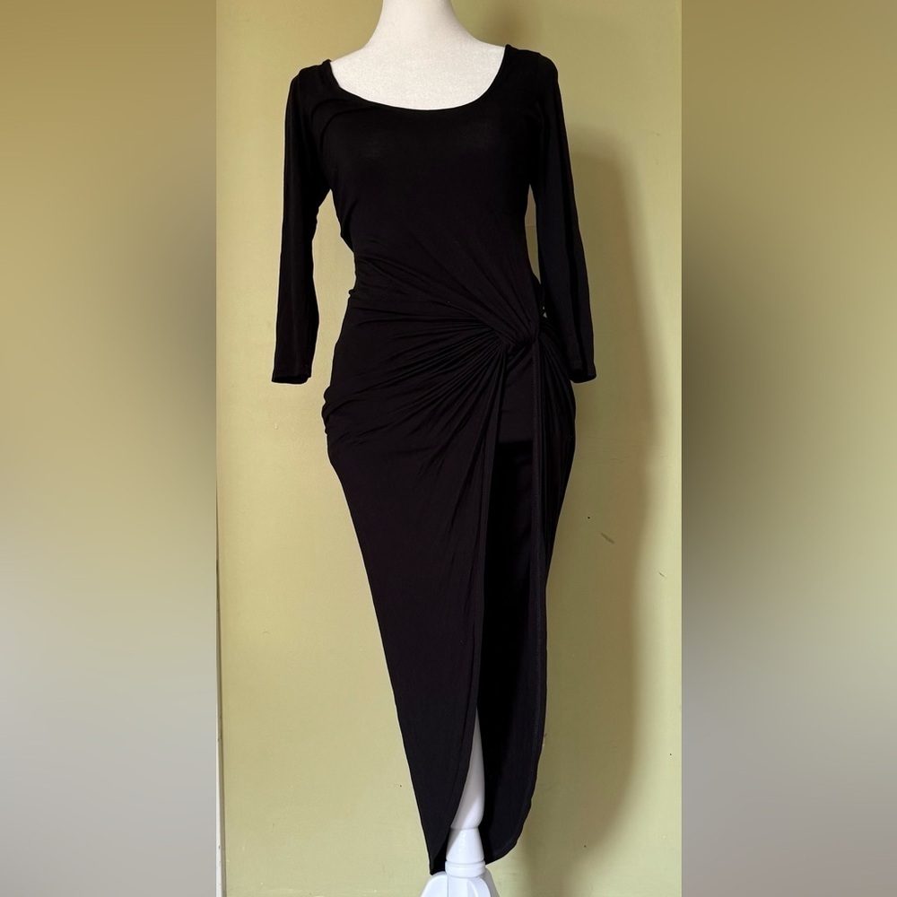 The Vanity Room Black Asymmetrical Wrap Knot Dress Size XS